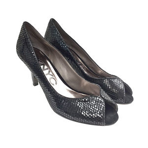 🌹 DKNYC Snakeskin Leather Peep Toe Heels sz 10 🌹